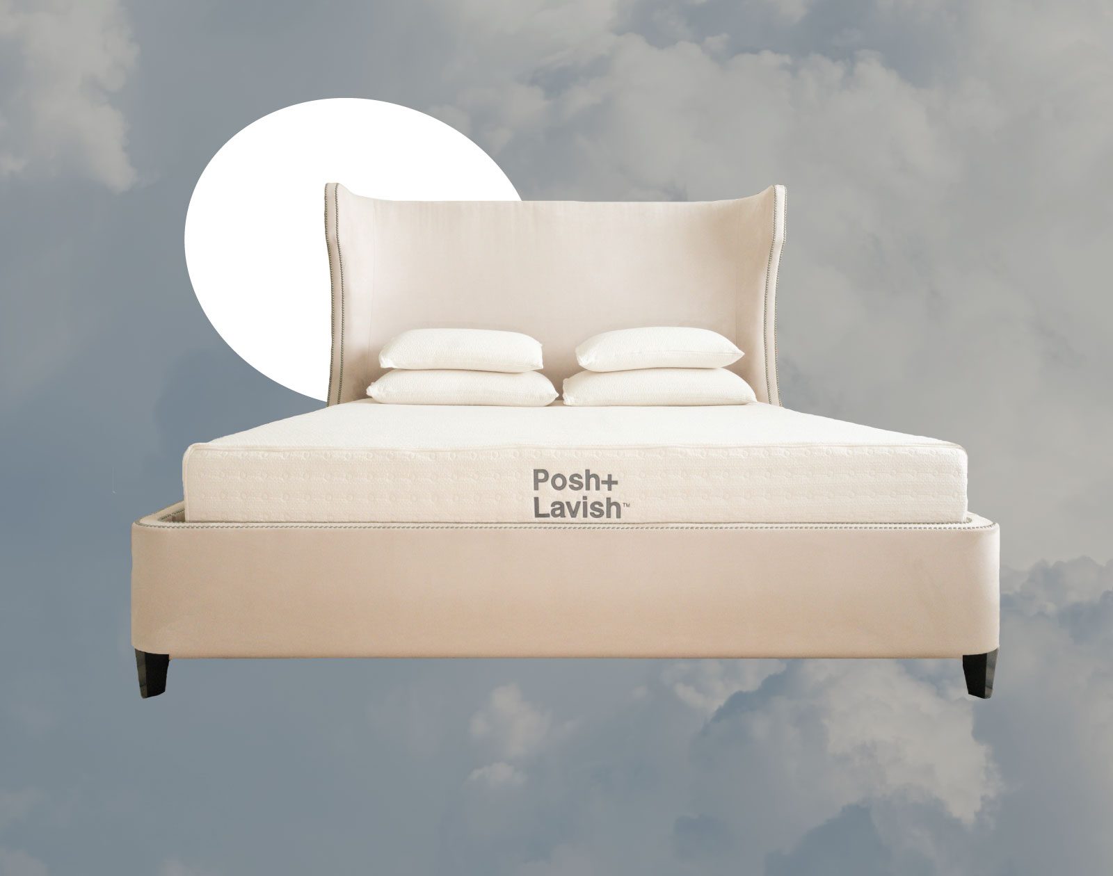 Upholstered bed with a Posh mattress